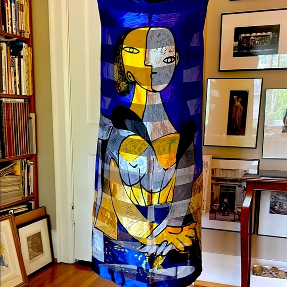 Accessories - Picasso Abstract Blue and Yellow Art Scarf + 1 More @50% OFF 🤩